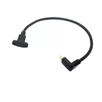 Kabel Ekstensi USB-C 3.1 Panel Mounted 90 Derajat Sudut Kiri/Kanan/Kanan Atas/Kanan Bawah, Dilindungi Braid PVC, Konektor Male/Female