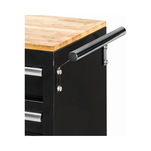 46-Inch <b>Black</b> Metal Tool <b>Storage</b> Roller Cabinet <b>With</b> 9 <b>Drawers</b> Wooden Workbench and 4 Casters for Garage Workshops GL4009 Worksh - Product Image 5