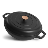 Bright Houseware – Batterie de cuisine en fonte émaillée personnalisable, couleur au choix, casseroles peu profondes de 30 cm avec couvercle, style moderne et luxueux, vente en gros