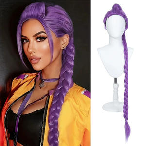 Perruque queue de cheval Anime <span class=keywords><strong>Demonslayer</strong></span> avec tresses violettes, perruques de cosplay pour équipe, divers styles de personnages, ensemble complet pour la tête - Product Image 5