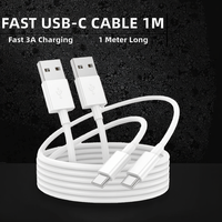 Câble USB Type-C 3A Charge Rapide 1m Blanc & Noir Synchronisation Charge pour Téléphone Portable Banques d'Alimentation Montre Intelligente & Écouteurs