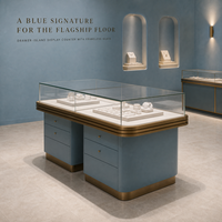 Vitrine de luxe sur mesure pour bijoux, avec éclairage LED, en verre, bois et acier inoxydable, écologique, pour magasin de bijoux