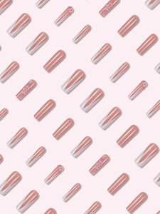 24 piezas en forma de ataúd <span class=keywords><strong>Diagonal</strong></span> flor francesa perla punto diamante copos desmontable ABS Nail Art para dedos - Product Image 4