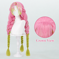 Peluca de Cosplay Estilo Anime, Semitermoadherida, con Trenzas de Colores Degradados, Cabello Largo, Alta Densidad PQ, Venta al Por Mayor, Senmu Beauty