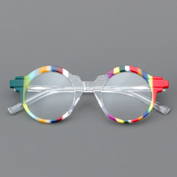 Montures de lunettes rondes en acétate pliables à monture complète unisexe pour adultes