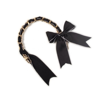 Correa de Cadena Dorada Decorativa con Lazo de Satén Lavanda, Diseño Desmontable para Accesorios de Bolsos Personalizados DIY - Product Image 5