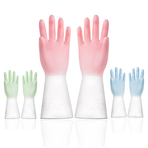 Gants de lavage de vaisselle durables, 31 cm, épaissis, imperméables, bicolores, pour le nettoyage de la cuisine et la lessive - Product Image 5