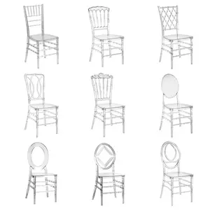 Modern tasarım üreticileri Plasticas otel istiflenebilir şeffaf şeffaf chiavari Tiffany akrilik sandalyeler düğün ve ziyafet için
