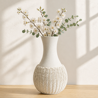 Vases à fleurs sculpturaux blancs mats de style nordique ARM LVG, centre de table, texture tricotée moderne, vase en céramique, contenants floraux