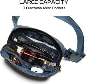 Custom Blue Multifunction Lulu Sports Anti Theft Waist Bum Belt Bag Sling Shoulder Crossbody Adjustable Fanny Pack <b>Women</b> - Product Image 6