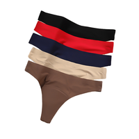 Culotte string en nylon tricoté uni pour femme, taille XXL, 5 couleurs, taille basse, sans couture, séchage rapide, respirante, sexy