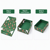 Boîte cadeau pliable de Noël en gros avec fermeture magnétique, nœud en satin, 2 couleurs, 5 tailles, imprimé Père Noël, pour les fêtes, OEM, MOQ 500 pièces