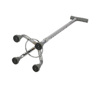Béquilles médicales argentées à quatre pieds, réglables en hauteur (32 pouces), légères, avec poignée en caoutchouc, pour le soutien à la marche des personnes âgées - Product Image 1