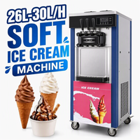 Machine à glace molle commerciale 3 saveurs 26-30L/H sur pied en acier inoxydable 2400W pour commerces et cafés CY-6228