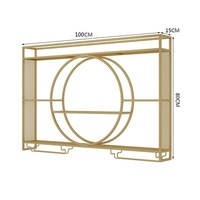 Étagère à vin murale en métal lumineuse, support à liqueurs commercial de luxe, cages de rangement pour comptoir de bar, résistant à la corrosion, noir/doré