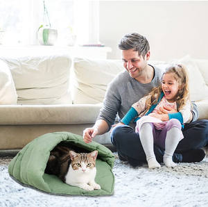 Kat Slaapzak, linnen Stof Kat Bed Cave Leaf Nest Pet Cuddle Zone Bedekt Verbergen Kap Gravende Cozy Soft Duurzaam Wasbaar Wi - Product Image 6