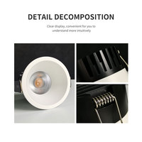 Plafonnier LED encastré anti-éblouissement à intensité variable, de haute qualité, pour usine intelligente, 8W 10W 12W 15W