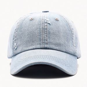 OEM Custom Plain Blank Worn Out <b>Denim</b> Baseball Cap,Unisex Distressed <b>Denim</b> Fabric Dad <b>Hat</b>,Luxury Gorras Washed Blue Jeans Cap - Product Image 2