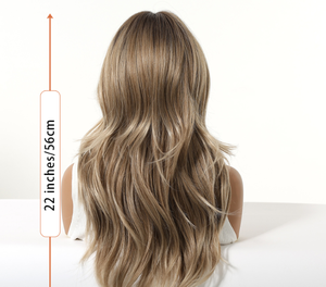 Perruque longue ondulée ombrée pour <span class=keywords><strong>femme</strong></span> avec <span class=keywords><strong>frange</strong></span> et <span class=keywords><strong>coupe</strong></span> dégradée - Product Image 4