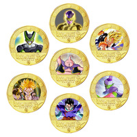 5 Monedas de Oro de la Serie de Anime Japonés Dragon Ball, Monedas Conmemorativas de Goku Super Saiyan, Colección Completa de Monedas de Dragon Ball