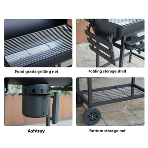 Griglia per Pollo Arrosto Stile Americano con Carrello, Barbecue a Carbone a Botte - Product Image 3