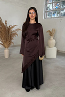 2026 Sharut Wholesale Dubai Robes, hauts en dentelle, chemises et blouses musulmanes pour femmes, à manches longues, décontractées, en satin, modestes, avec dentelle