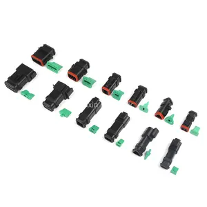 Personalizar conector impermeable negro de la serie DT E008 de coche, conector a prueba de agua, 2/3P/4P/6P/6P/6P/8P/12P/12P/E008, 12P/12P/E008, 1/2S/6S/6S/8S