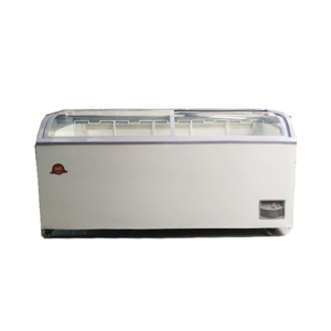 Congélateur vitrine commercial pour crèmes glacées, congélateur à porte coulissante incurvée en verre, certifié CE, congélateur d'îlot pour aliments surgelés en supermarché - Product Image 2