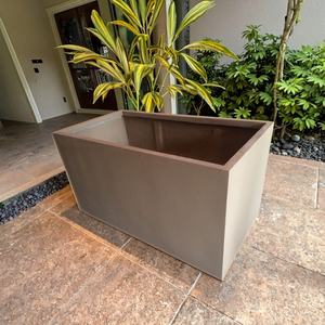 Pots de fleurs rectangulaires modernes en fibre d'argile, grands, personnalisés, pour décoration intérieure/extérieure, jardin, maison, centre commercial, utilisation au sol - Product Image 1