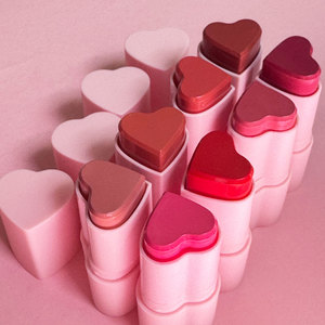 Novo Design Atacado Private Label Coração Blush Alto Pigmento Rosa Creme Blush Vegan Longa Duração Blush Stick - Product Image 4