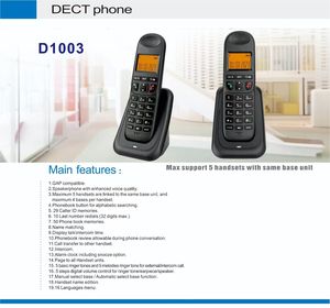 Téléphone <span class=keywords><strong>sans</strong></span> <span class=keywords><strong>fil</strong></span> D1003 avec identification de l'appelant, haut-parleur, écran rétroéclairé, combiné DECT simple de base - Product Image 2