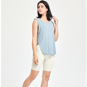 Débardeur de sport ample et léger pour femme, sans manches, avec fentes latérales et ourlet incurvé, idéal pour le yoga, la course et l'entraînement – Vente en gros - Product Image 5