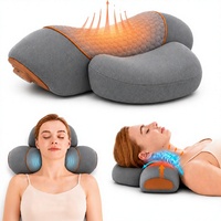 Oreiller de massage chauffant 3-en-1 pour le cou, soulagement de la douleur par chaleur, massage des tissus profonds, correcteur de cyphose cervicale rechargeable