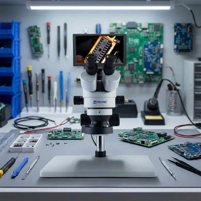 Murzider MSD202T-9C Trinocular Stereo Microscope with 9inch Display for Electronic Repair