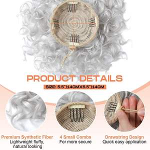 วิกผมทรงบันทำจากเส้นใยสังเคราะห์คาเนคาลอน ความหนาแน่น 180% แบบดัดลอนหยักศก สำหรับผมสั้นและผมบาง ใช้สำหรับต่อผมทรงอัพดอย - Product Image 3