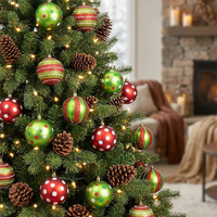 LANTINGXU Supply America - Juego de Bolas de Navidad Rojas y Verdes, Diseño Personalizado, Adornos de Plástico con Puntos Blancos