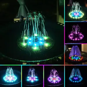 Solar Powered Colorful Floating Fountain Solar Panel Garden Water Fountains With Battery Led Lights For Pool Landscape
