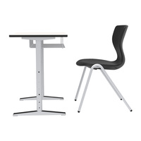 Ensemble de bureau d'école en plastique moderne et durable et chaise ergonomique avec design double face, empilable, utilisation multi-scènes