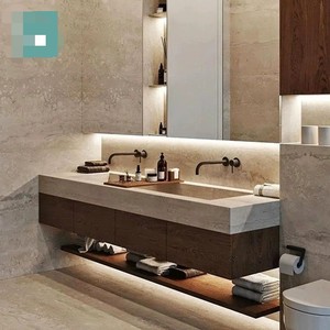 Mobile da <span class=keywords><strong>Bagno</strong></span> Moderno a Terra con Doppio <span class=keywords><strong>Lavabo</strong></span>, Ecologico e Resistente all'Acqua, Struttura <span class=keywords><strong>in</strong></span> Legno Massello e Multistrato con Finitura Laccata - Product Image 6