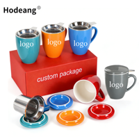 Tasse à thé colorée personnalisée de 450 ml en porcelaine sans plomb avec infuseur et couvercle