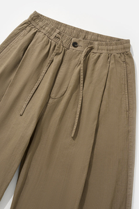 Pantalones de <span class=keywords><strong>Lino</strong></span> y Algodón al por Mayor para Hombre, Pierna Ancha, Transpirables, Cómodos, Cintura Media, Diseño de Corte Curvo, Pantalones D180 - Product Image 2