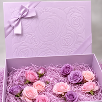 Caja de Regalo de Papel con Diseño Floral en Relieve, Cinta de Satén y Logotipo Personalizado, de Cartón con Tapa Abierta, Venta al Por Mayor de Fábrica, Leabon Lavender Rose