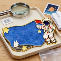 Pin Metálico Personalizado con Impresión UV, Diseño de Astronauta Espacial, Marco Dorado, para Regalo Promocional de Marca con Luna, Conejo y Estrellas