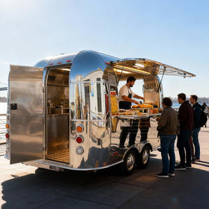 Food truck rétro en acier inoxydable, shawarma, pâtes, frites, tacos, <span class=keywords><strong>remorque</strong></span>, veste, pommes de terre, barbecue, food truck au Nigéria avec écran - Product Image 3