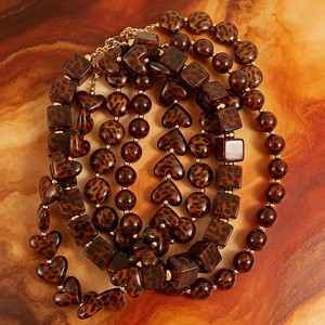 Nuova Collezione Autunnale: Collana con Perline in Acrilico Stampa Leopardata, Perle Geometriche Quadrate, Rotonde e a Cuore, Collane Impermeabili per Donne - Product Image 1