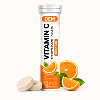Comprimés effervescents de vitamine C 1000 mg saveur orange, complément alimentaire soluble, 20 comprimés OEM