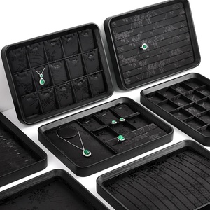 Doc <span class=keywords><strong>2025</strong></span> biểu tượng tùy chỉnh màu đen Stackable sợi nhỏ trang sức khay Showcase hiển thị khay với chức năng lưu trữ - Product Image 2