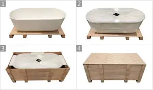 5 Stars Hotel Standard Oval Shaped Acrylic Resin Marble Bath Tub Solid Surface Bathroom Bathtub