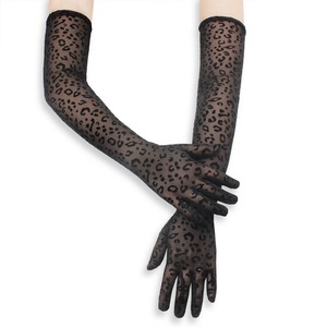 <strong>Leopard</strong> <strong>Print</strong> 21 Inch Over Elbow Length Full Finger Silk Sheer Sun Protection <strong>Gloves</strong> - Product Image 3