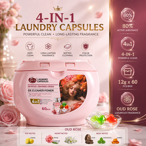 Laundry Pods 4 in 1 High Performance Love Shape OEM ODM With Stain Fighting Enzymes 60 Pcs <b>Detergent</b> Liquid Laundry Pod - Product Image 6